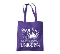 Sorry Busy Walking Unicorn Tote Shopping Bag 10 Litres Capacity 42 x 38cm