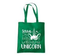 Sorry Busy Walking Unicorn Tote Shopping Bag 10 Litres Capacity 42 x 38cm