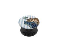 Sorry But I Don't Care Sleeping Cat Blue Stripe Watercolor PopSockets Adhesive PopGrip