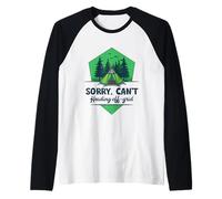 Sorry Cant Heading Off Grid Camping Offline Life Retro Camp Raglan Baseball Tee