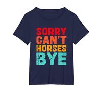 Sorry Can't Horses Bye Rodeo Cowboy Horse Riding Retro T-Shirt, Women's Plus, Navy Blue, 5X