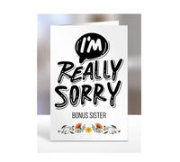 Sorry Card for Bonus Sister, Gifts for Men or Women, Her or Him, Presents for Christmas, I'm really sorry, Apology, I am, A5-99