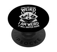 Sorry For Acting Weird Funny Raccoon PopSockets Adhesive PopGrip