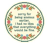 Sorry for Being Anxious Earlier Patch 3 Inches Funny Wreath, Anxiety Overstimulated, Girly, Iron On/Sew On Embroidery Fabric Applique Patches for Backpack Vest Hat, Dog Harness Army Gifts Mom Dad
