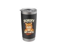 Sorry for What My Face Said Introvert Cat Funny Exchange Gag Stainless Steel Insulated Tumbler