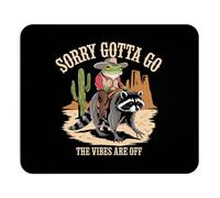 Sorry Gotta Go The Vibes are Off Funny Mouse Pad Humor Funny Mousepad Joke Gift for Me Work from Home Office Decor Sarcastic Frog Riding a Raccoon Western Gift Present Gaming Office Laptop PC