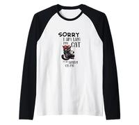 Sorry I Am Late My Cat was Sitting On Me Funny Black Cat Raglan Baseball Tee