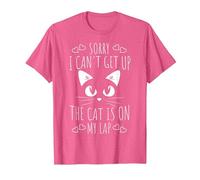 Sorry I Can't Get Up The Cat is On My Lap - Funny Cat T-Shirt, Men, Pink Heather, Large