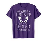 Sorry I Can't Get Up The Cat is On My Lap - Funny Cat T-Shirt, Men, Purple, Large