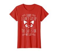 Sorry I Can't Get Up The Cat is On My Lap - Funny Cat T-Shirt, Women, Red, 3X-Large