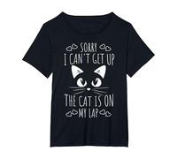 Sorry I Can't Get Up The Cat is On My Lap - Funny Cat T-Shirt, Women's Plus, Black, 2X