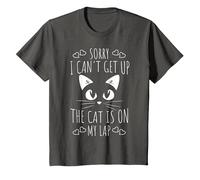 Sorry I Can't Get Up The Cat is On My Lap - Funny Cat T-Shirt, Youth, Asphalt Grey, Medium
