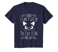 Sorry I Can't Get Up The Cat is On My Lap - Funny Cat T-Shirt, Youth, Navy Blue, Large
