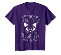 Sorry I Can't Get Up The Cat is On My Lap - Funny Cat T-Shirt, Youth, Purple, 4T