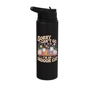 Sorry I Cant Go Im an Indoor Cat Cat Owners Introverts Stainless Steel Insulated Water Bottle