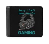 Sorry I Can't Hear You I Am Gaming Funny Wallet for Men RFID Blocking Bifold Wallet Soft Billfold with Card Slots Custom Gifts