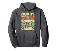Sorry I Can't Hear You I'm Gaming Pullover Hoodie, Adult Unisex, Dark Heather Grey, Small