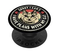 Sorry I Can't I Have Plans With My Cat Funny Lover PopSockets Adhesive PopGrip
