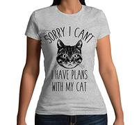 Sorry I Cant I Have Plans with My Cat Funny Slogan Womens T-Shirt Heather Grey UK 18-20 (Plus Size XXL)