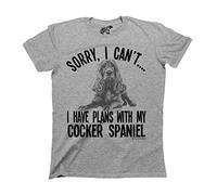 Sorry I Cant I Have Plans With My Cocker Spaniel Dog T-Shirt Mens Ladies Unisex Fit, Grey, M