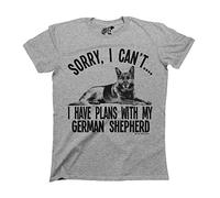 Sorry I Cant I Have Plans with My German Shepherd Dog - Mens or Womens Organic Cotton Dog Pet T-Shirt Grey