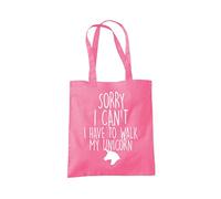 Sorry I Can't I Have to Walk to My Unicorn Tote Bag - pink One Size