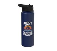 Sorry I Cant Im Watching Wrestling Retro Fan Stainless Steel Insulated Water Bottle