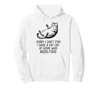 Sorry I Can't Stay I Have A Fat Cat At Home Who Needs Food Pullover Hoodie