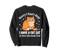 Sorry I Can't Stay I Have A Fat Cat At Home Who Needs Food Sweatshirt