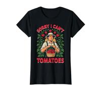 Sorry I Can't Tomatoes Funny Tomato Gardener Quote Value Graphic T-Shirt, Women, Black, S