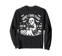 Sorry I Have Plans With My Cats Boo Ghost Halloween Cat Fun Sweatshirt