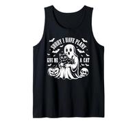 Sorry I Have Plans with My Cats Boo Ghost Halloween Cat Fun Tank Top