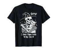 Sorry I Have Plans with My Cats Halloween Skeleton Cute Cat T-Shirt