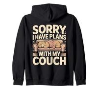 Sorry I Have Plans With My Couch Bear Zip Hoodie