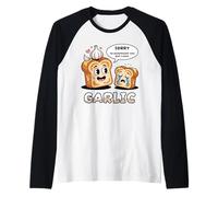 Sorry, I Love Garlic Funny Food Cartoon Toast Meme Design Raglan Baseball Tee