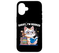 Sorry I’m Booked Funny Cat Reading Present | Cute Book Lover Case for iPhone 16