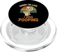 Sorry I’m Late I was Pooping Funny Retro Humor PopSockets PopGrip for MagSafe