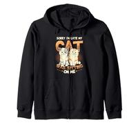 Sorry I´m Late My Cat Was Sitting On Me - Cat Be Late Excuse Zip Hoodie