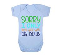 Sorry I only Date Girls with Big Bows Statement Baby Grow Vest, 0-3 Months, Pastel Blue