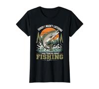 Sorry I was Thinking About Fishing Value Graphic T-Shirt, Women, Black, M