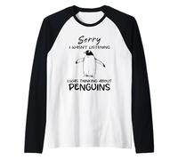 Sorry I Was Thinking About Penguins Funny Penguin Animal Raglan Baseball Tee