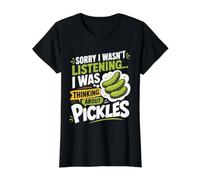 Sorry I Wasnt Listening I was Thinking About Pickles Value Graphic T-Shirt, Women, Black, M