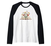 Sorry I'm Booked Book Open with Flowers Raglan Baseball Tee