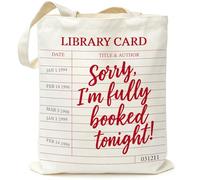 Sorry I'm Fully Booked Tonight Canvas Tote Bag for Women, Fun and Reusable Library Card Style canvas tote bag, Canvases Handbag for Book Lovers, Bookish, Readers, Librarians, and book Enthusiasts-6
