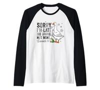 Sorry I'm Late His-Timing Not Mine Praying Goose Christian Raglan Baseball Tee