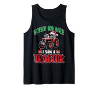 Sorry I'm Late I Saw A Tractor Santa Hat Farmer Christmas Tank Top
