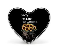 Sorry I'm Late I Saw Sunflowers Heart Badge Funny Lapel Pins Personalized Button Brooch Pin for Clothing Bag Accessories