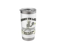 Sorry I'm Late I was Playing Pickleball Skeleton Stainless Steel Insulated Tumbler
