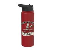 Sorry I'm Late I was Playing Pickleball Skeleton Stainless Steel Insulated Water Bottle