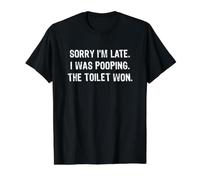 Sorry I'm Late I was Pooping The Toilet Won Value Graphic T-Shirt, Men, Black, L